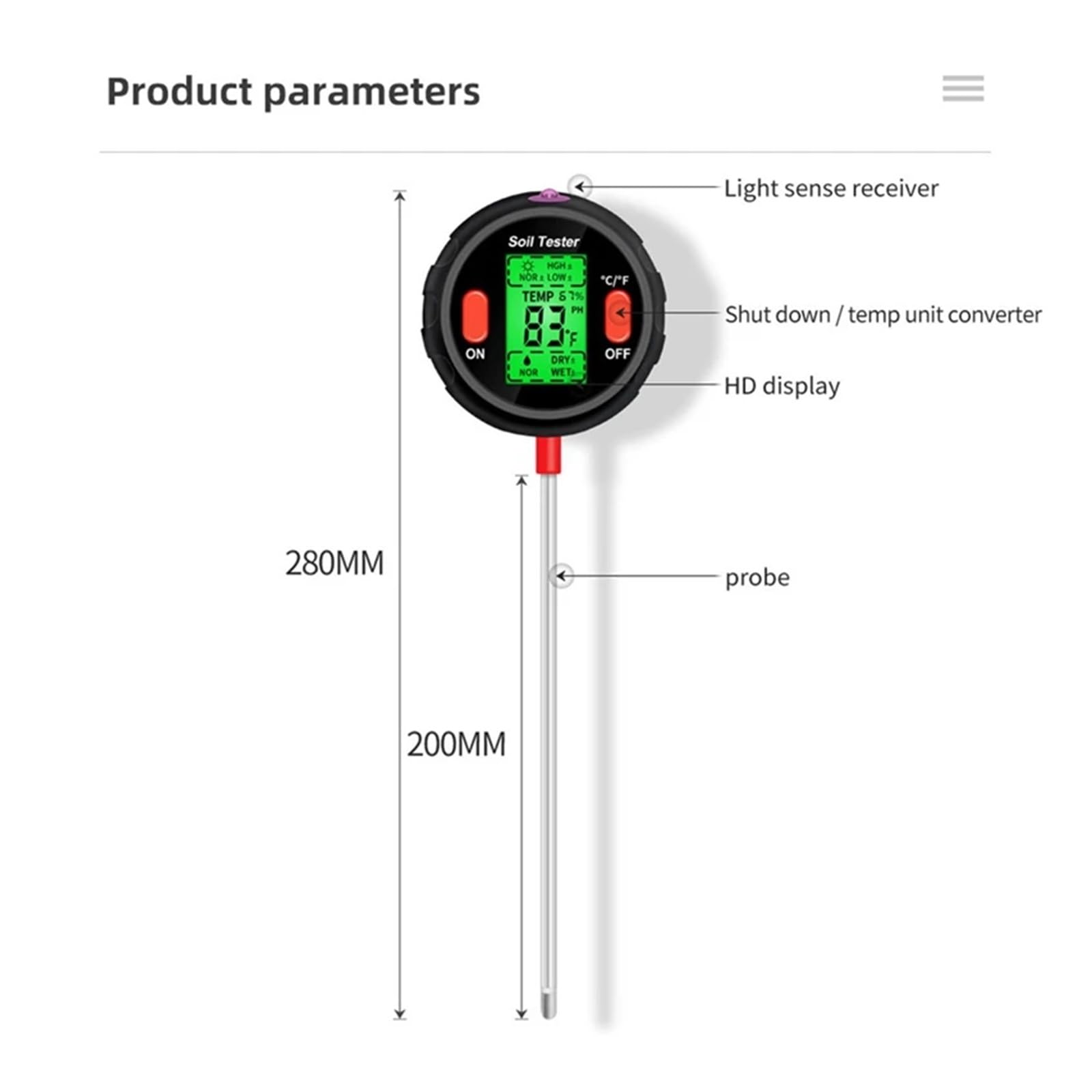 Tester Di Acidità Del Suolo Sensore Umidità Phmetro Nero 5 In 1 For Piante Fiori Attrezzo Da Giardino Letture Precise