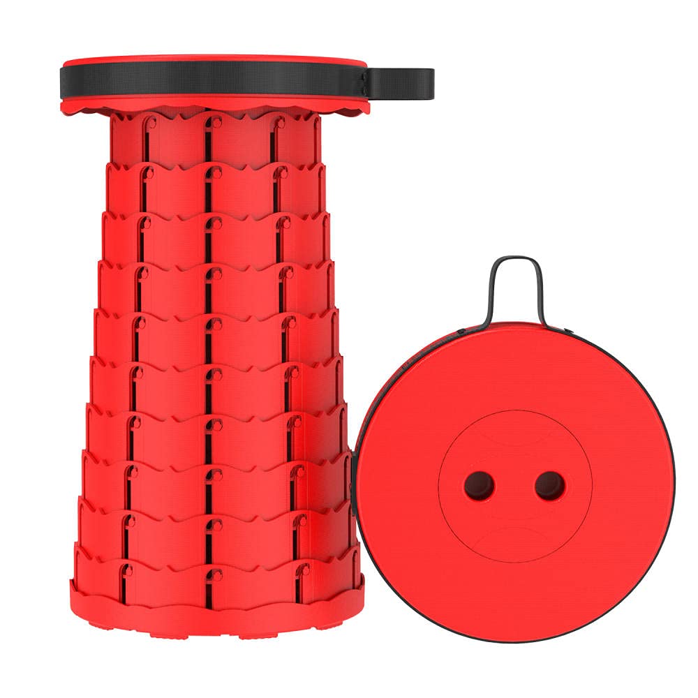 EXMOCIS Folding Stool Lightweight Yet More Sturdy With Load Capacity 330lbs Portable Collapsible Stool Retractable Stool for Camping Garden Fishing Hiking BBQ-Red (full)_3 packs