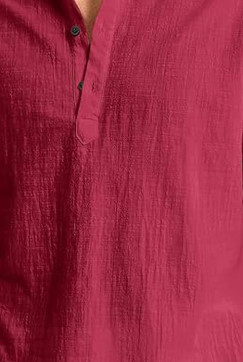 Image of Men's Full Sleeve Beige Color Cotton Blend Mandarin Slim Fit Shirt Style Kurta for Men and Boys