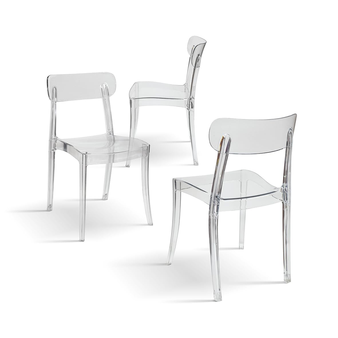 PAZZO DESIGN Silla transparente Colette, juego de 4 sillas, sillas de polipropileno, silla de cocina y comedor - id_2045