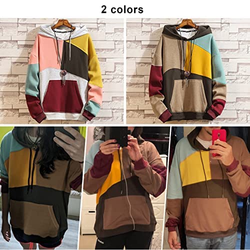 Covisoty Hoodies For Men & Woman Pullover Sweatshirt, Mens Fashion Hip-Hop Hooded Casual Long Sleeve Khaki 5Xl #TOP4