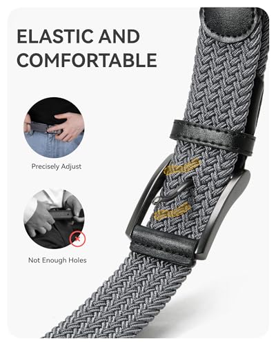 Image of CHAOREN Mens Stretch Belt - 1 3 /8 inch Elastic Braided Golf Belt for Men - Stretchy Web Fit Summer Casual Jeans