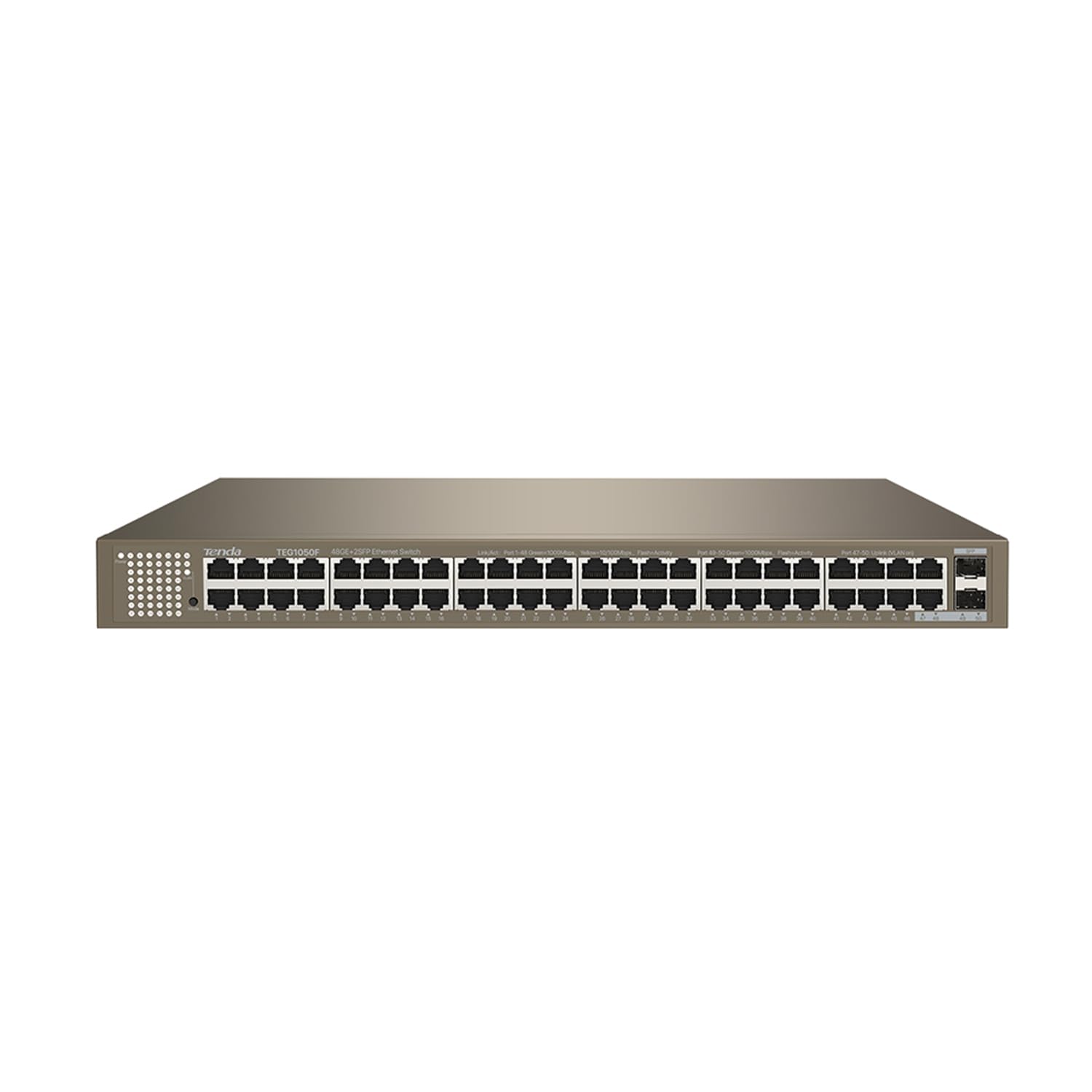 Switch Gigabit Ethernet da 50 Porte Tenda, 48 Porte Gigabit + 2 Porte Gigabit SFP Switch non Gestito, VLAN, Protezione Contro i Fulmini 6 kV, Indicatore LED, Montaggio su Tavolo/Parete/Rack