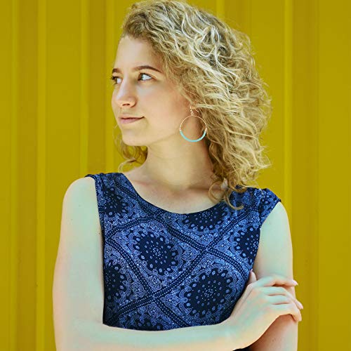 Bohemian Boho Round Circle Hoop Dangle Drop Earrings for Women – Delicate - Handcrafted – Colorful Faceted Glass Beads – Gold Plated – with Gift Box Included3