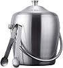 QHYXT Ice Bucket, Stainless Steel Double-Layer Insulation Ice Bucket, Ice Bucket for Cocktail Bar, Including Ice Bucket, Tongs, Lid, Great for Home Bar, Chilling Beer, Champagne and Wine, 1.2
