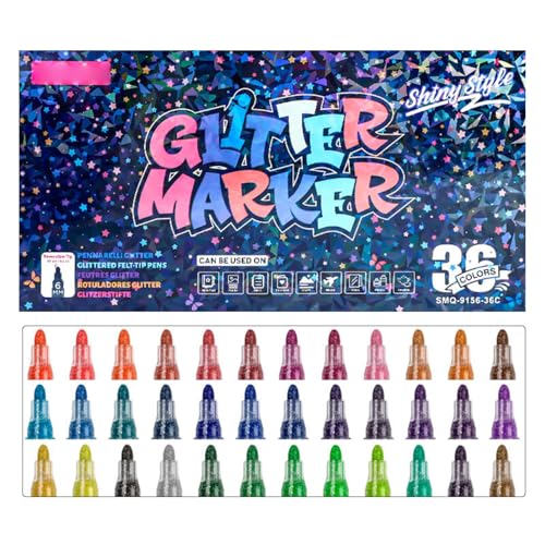 Stylos à paillettes métalliques et feutres de peinture colorés pour dessin