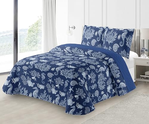 Fanny & Céline Couvre-lit Boutis épais matelassé 220x240cm avec 2 Taies 65x65cm M23-6061