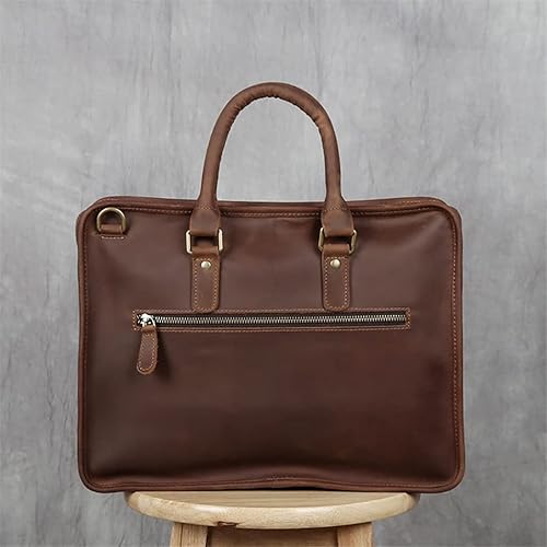 Miniatura 2 de ZLVWB - Maletín de cuero genuino para hombre, bolsa de 14 pulgadas, bolso casual para hombre, bolsa de café, negocios, bolsa de hombro para oficina