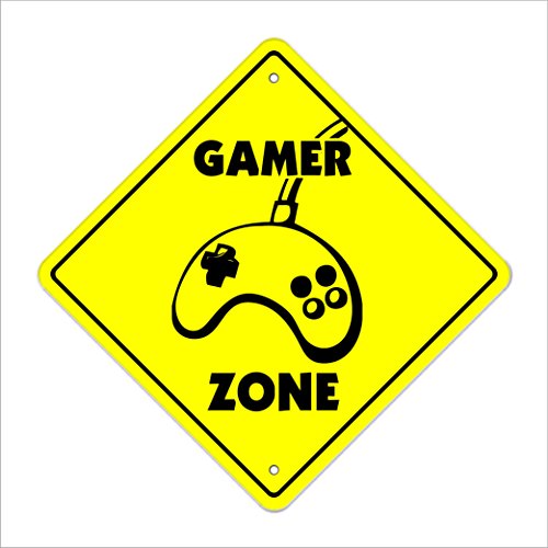 Gamer Crossing Sign Zone Xing | Indoor/Outdoor | 12" Tall Plastic Sign Xbox Playstation Ps Computer Player Games Gaming #TOP13