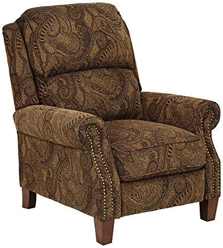 Kensington Hill Beaumont Warm Brown Paisley Patterned Recliner Chair Traditional Armchair Comfortable Push Manual Reclining Footrest Adjustable For Bedroom Living Room Reading Home Relax Office #TOP2