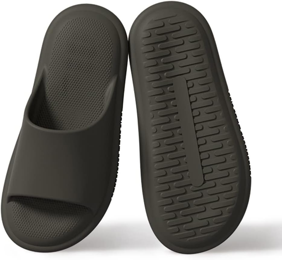 House Slippers Massage Foam Bathroom Shower Slippers for Men and Women Indoor Non-Slip Spa Gym Slide Sandals Open Toe EVA Platform Wide Slippers Comfy Bath Shoes (Color : Black, Size : EUR40-41)
