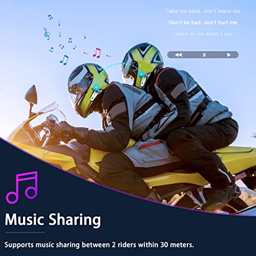 Tnicer Motorcycle Bluetooth Headset, T2 1000M 6 Riders Helmet Bluetooth Headset With Noise Cancellation, Universal Motorcycle Bluetooth Communication System, Music Sharing & Hd Speakers(1 Pack) #TOP4
