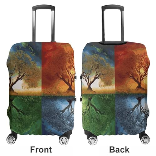 Four Season Tree of Life Luggage Cover, Washable Elastic Suitcase Cover Protector Fit 18-32 Inch Luggage3