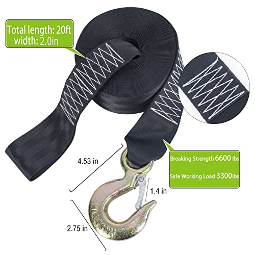 Boat Trailer Winch Strap Safety with Snap Hook for Towing Vehicles