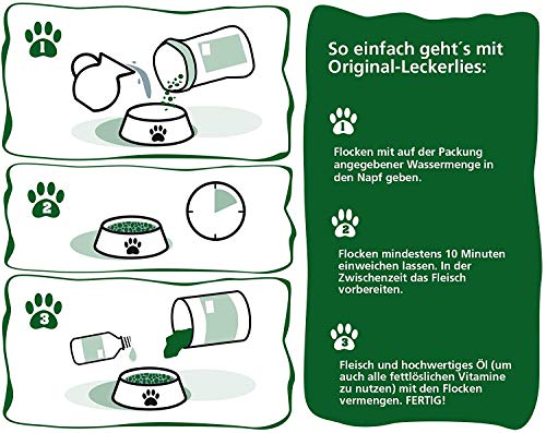 ORIGINAL LECKERLIES Reisflocken, 1kg ballaststoffreiche Hundeflocken glutenfrei und fettarm, geschält und vorgegart, Hundefutter- Naturprodukt für Hunde, barfen