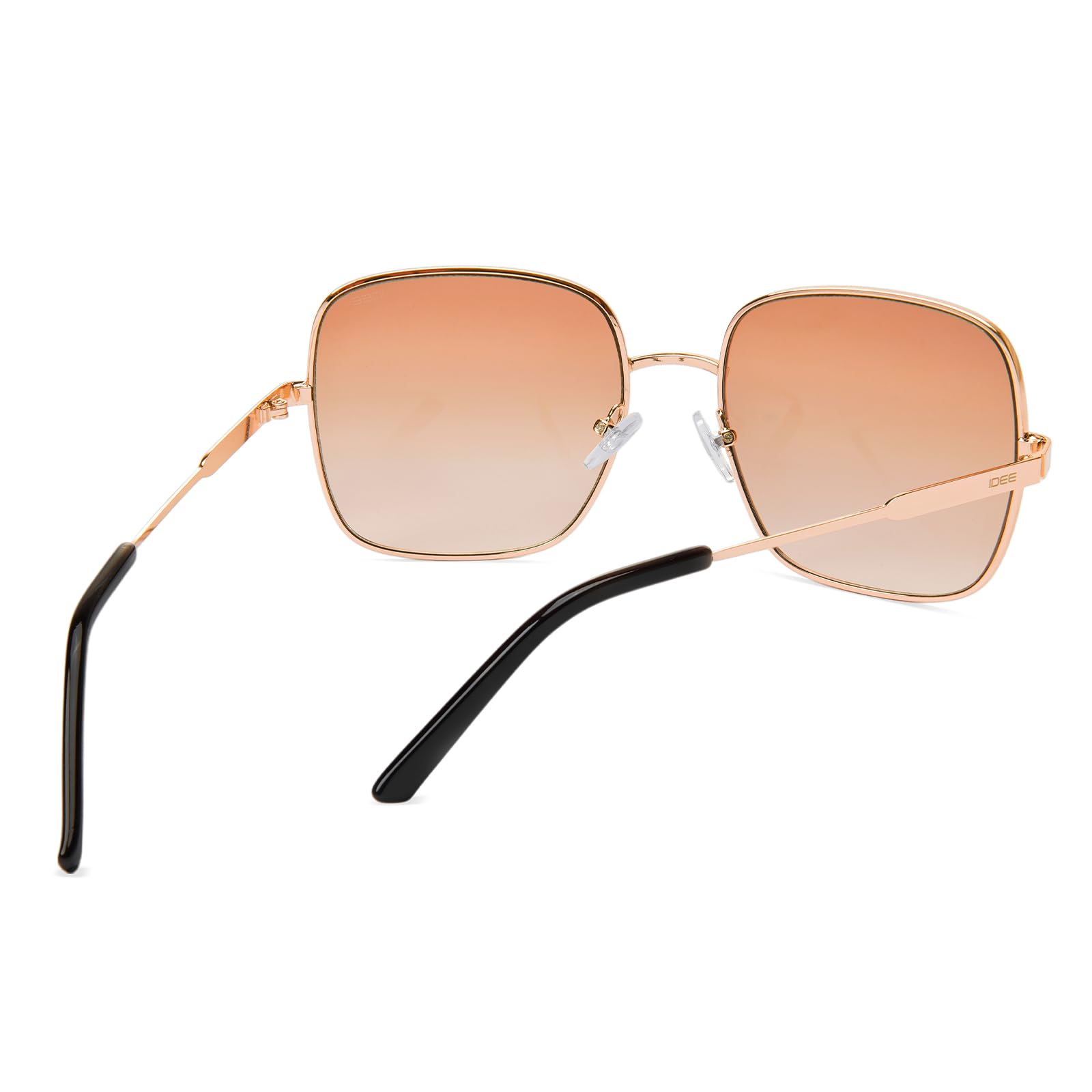 IDEE 100% UV-geschützte Sonnenbrille | Farbverlauf | Groß | Vollrand | Damen | Quadratisch | Gestell: Gold | Gläser: braun