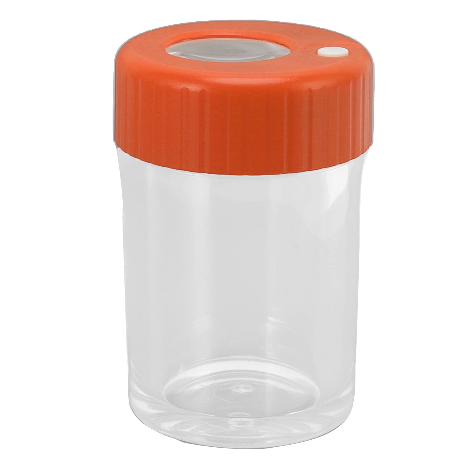 Magnifying Viewing Jar, Waterproof Magnifying Glass Storage Jar Compact with LED Light for (Orange)