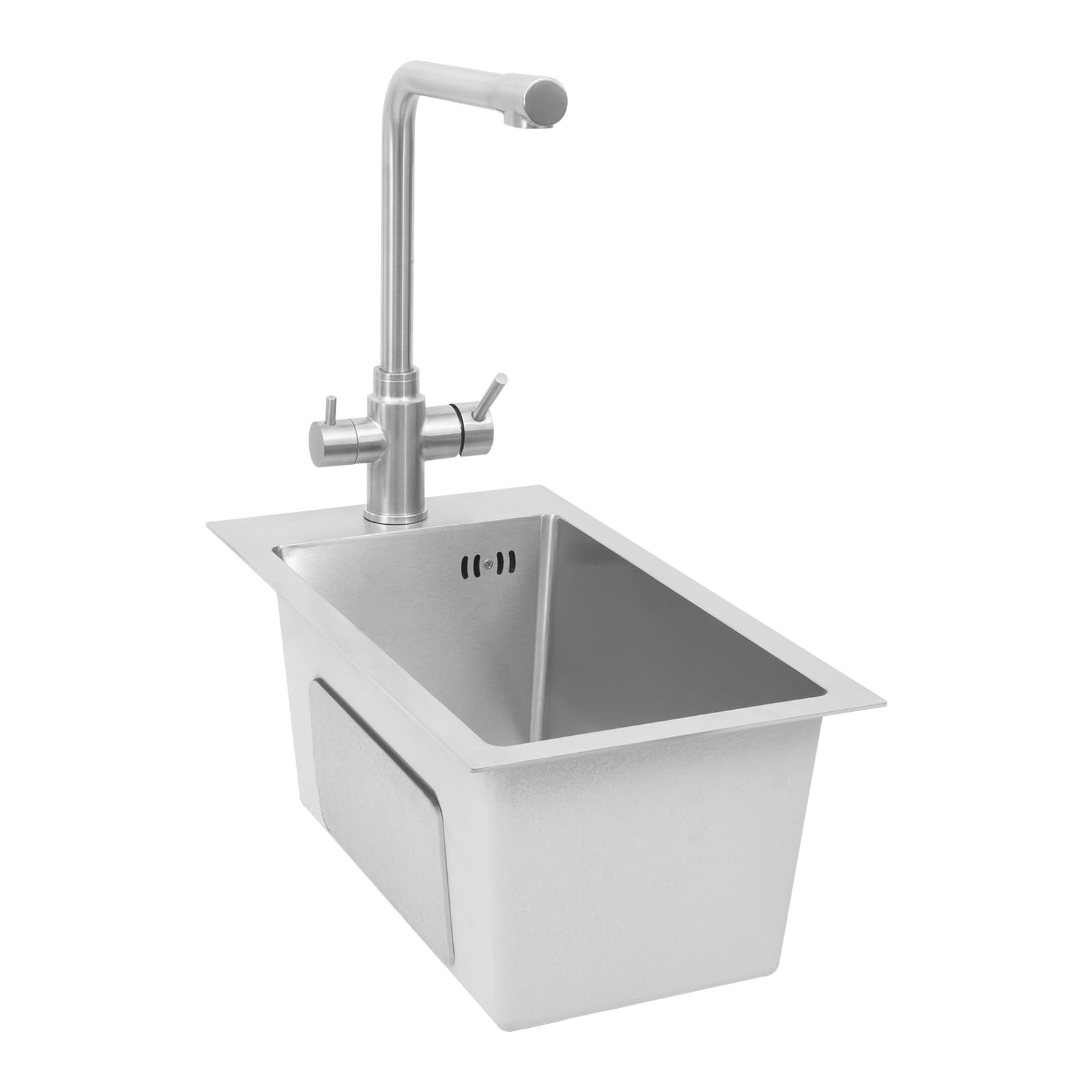 Küchenspüle 50x28 cm Edelstahl 304, Einbauspüle 1 Becken, Spülbecken Küche mit Wasserhahn, Einbau Spüle mit Ablauf-Set, Waschbecken Küche, Klein Edelstahlspüle für kleine Küchen ideal， Silber