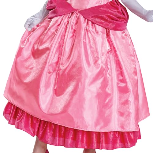 Image of Disguise Princess Peach Elevated Costume, Official Nintendo Super Mario Peach Costume with Crown and Gloves for Kids, Child Size (4-6x)