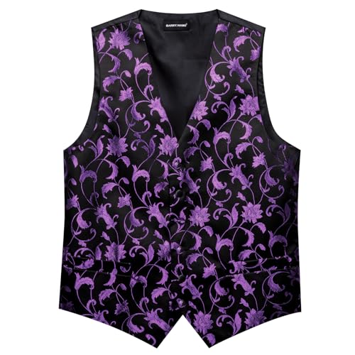 Image of Barry.Wang Mens Suit Vest Paisley /Flower Silk Jacquard Waistcoat Ties Set Formal /Leisure 5PCS