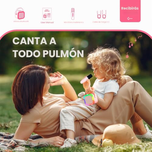 Altavoz Bluetooth niños Ankuka con luces LED y micrófono inalámbrico rosa 5
