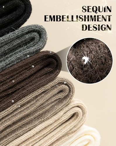 Yawlsow Leg Warmers for Women Girls Y2k Knit Ruffle Leg Warmer Winter with Sequin, Kawaii Long Sock Goth Harajuku Accessories2