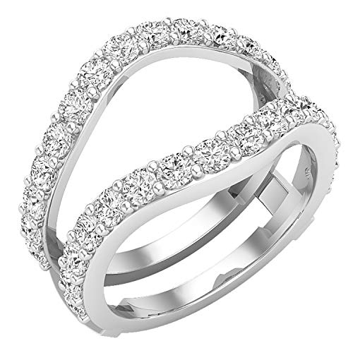 Dazzlingrock Collection 1.75 Cttw Round Lab Grown Diamond Womens Wedding Enhancer Guard Double Ring, Available in Metal 10K/14K/18K Solid Gold & 925 Sterling Silver