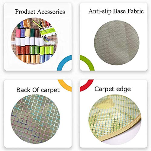 Image of PakyKai 20X20 Inch Hook Rug Kit DIY Needlework Sets Unfinished Crocheting Yarn Mat Latch Hook Rug Kit Floor Mat Carpet Set Flowers Kids Room Carpet