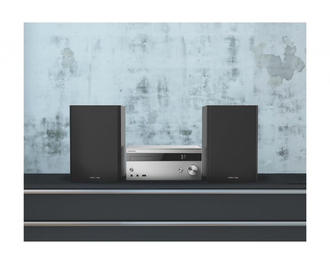 Grundig, Micro Chaine Bluetooth, CD R/RW/USB Lecteur, Compatible MP3, Tuner Digital FM RDS & Dab+, 100W RMS-Façade Alu, Aluminium, Design Compact et Elégant