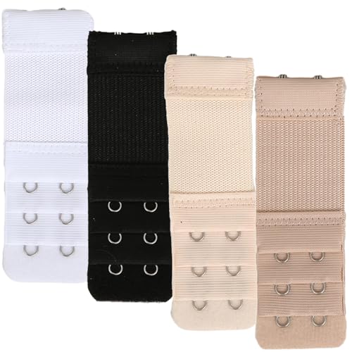 Image of Bra Strap Extenders, Women Elastic Extensions Bra Extender Set, 6 Piece,Skin,White,Black