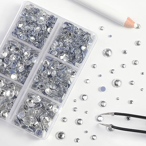 BEADSLAND Hotfix Rhinestones, 6080PCS Clear Rhinestones for Clothes Crafts Mixed 6 Sizes with Wax Pencil and Tweezers Kit - Image 3