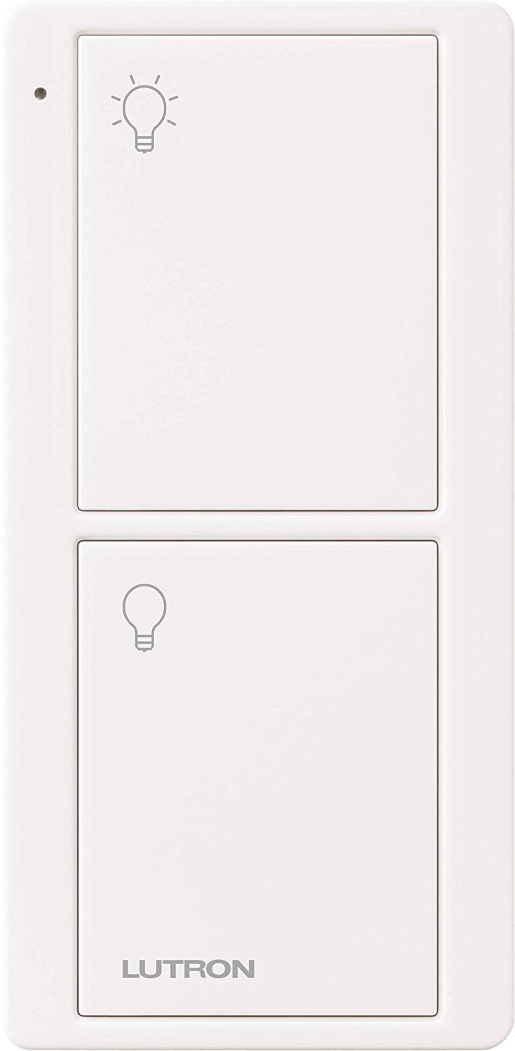 Lutron Pico Remote for Caseta Smart Switch, 2-Button Control , On/Off Control, For Table Top or Wallmount Use, PJ2-2B-GWH-L01, White White 1 Pack Remote