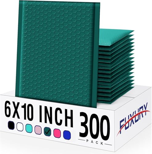Image of Fuxury 300 Pack Forest Green Bubble Mailers 6x10 Bubble Shipping Envelopes | #0 Small Thick Bubble Padded Mailer Strong Adhesion Padded Envelopes for Mailing Jewelry,Makeup