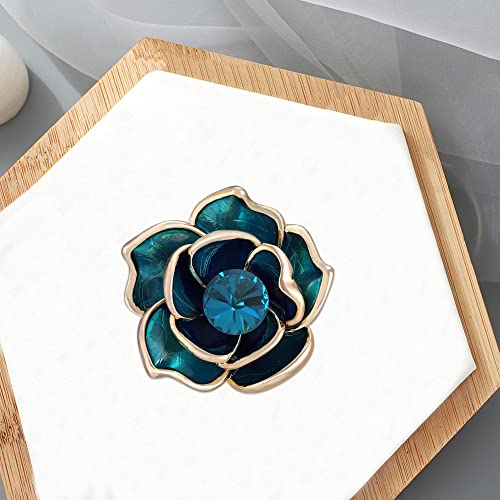 Image of Women Camellia Flower Pearl Enamel Brooch Pins for Ladies Jewelry Fashion