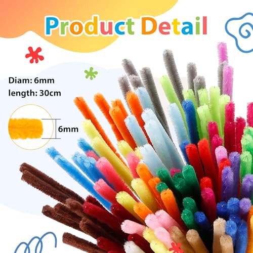 Image of Caydo 200 Pieces Gradient Green Pipe Cleaners, Thick Fluffy Chenille Stems Bulk for Flowers, Animals, Kids Creative Arts & Crafts Making | Thick Fluffy Chenille Stems Bulk for Flowers, Animals, Kids Creative Arts & Crafts Making