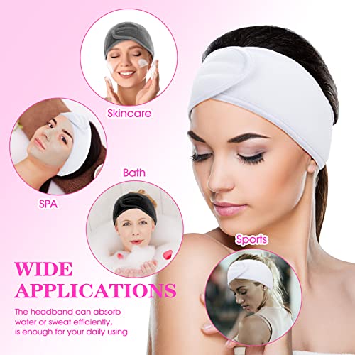 Sibba 3 Pack Spa Headband, Adjustable Headband for Face Wash Makeup Beauty, Facial Yoga Headband Self-Adhesive Towel - Image 6
