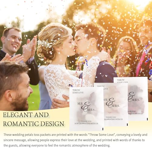 Image of 100 Pcs Wedding Confetti Bags Throw Some Love Petal Toss Packets Glassine Flower Petal Packets for Wedding Send Off, Exit, Tosses