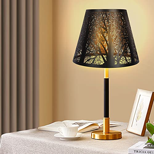 Small Lamp Shade, Alucset Barrel Metal Lampshade With Pattern Of Trees For Table Lamp And Floor Light, 6X10X7.5 Inch, Spider (Metal Black/Gold) #TOP7