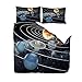 Produktbild QIHANGYA Bettwäsche-Set 2 teilig Moderne Einfachheit Planet 140 x 200 cm Bettbezug Set Mikrofaser weiche Flauschige 1 teilig Bettbezüge mit Reißverschluss und 2 teilig Kissenbezug