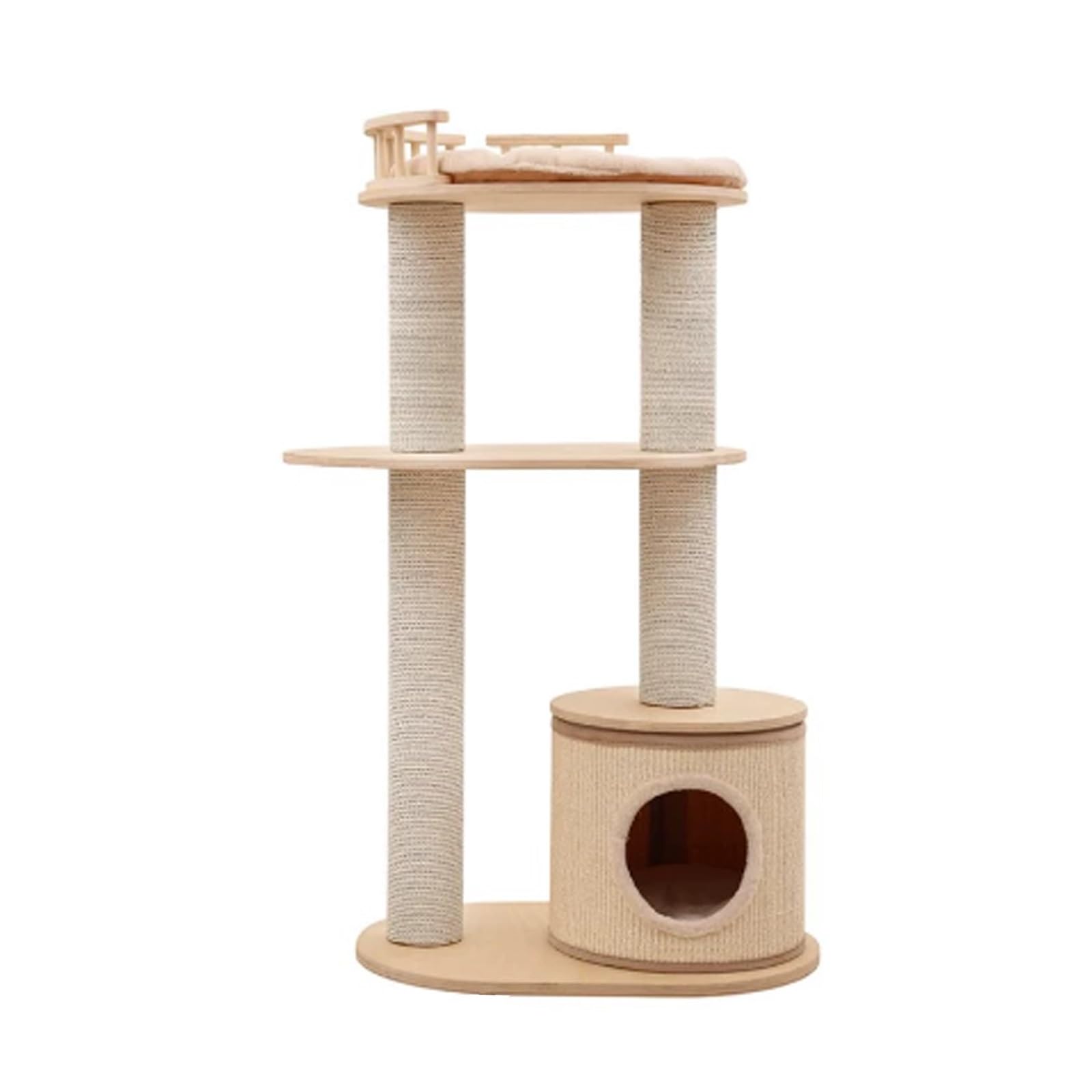 Centro de actividades para gatos, casa de juegos para mascotas con base estable, varios niveles de madera para apartamentos pequeños