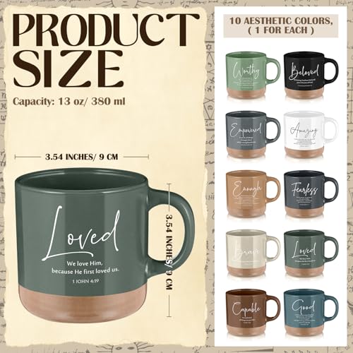 Set de 10 tazas cristianas de cerámica estilo Morandi 13 oz miniatura 2