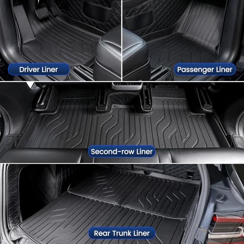 Floor Mats for Tesla Model Y 2021-2023 2024, 4 Pcs Mats Custom Fit All Weather, Waterproof TPE Interior Cargo Liners & Rear Trunk Mats with Anti-Slip for Model Y 5-Seater (Not Fit 7-Seat) by KROAK - Image 2
