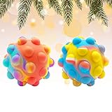 Cykapu Pop　Ball, ２ Pack 3D Colorful Fidget Ball Toys Silicone Squeeze Balls Push Bubble Pop...