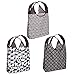 O-WITZ Reusable Shopping Bags, Ripstop, Folds Into Pouch, 3 Pack, Classic Black and White,