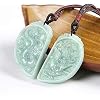 Jade Dragon and Phoenix Couple Necklace,Green Jade Dragon and Phoenix Double Necklace,Amulet Talisman Necklace(Set of 2,Certificate)