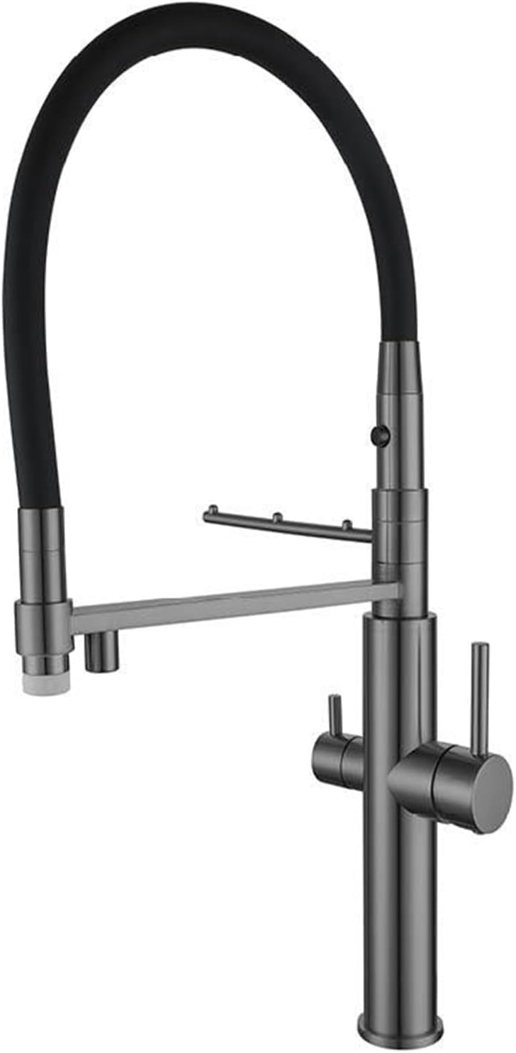 GLETSF Brushed Nickel 3 Kitchen Faucet With Swivel Spout & Dual Handles Stylish Water Filter Mixer Tap For Drinking Water And Enhanced Filtration System,