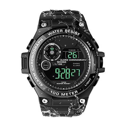 TEKMAGIC Reloj de Pulsera Hombres Niños Buceo Deportes 10 ATM Impermeable Reloj Natación con Funciones de Cronómetro, Cronógrafo, Alarma, Zona Horaria Dual, Formato de 12/24 Horas