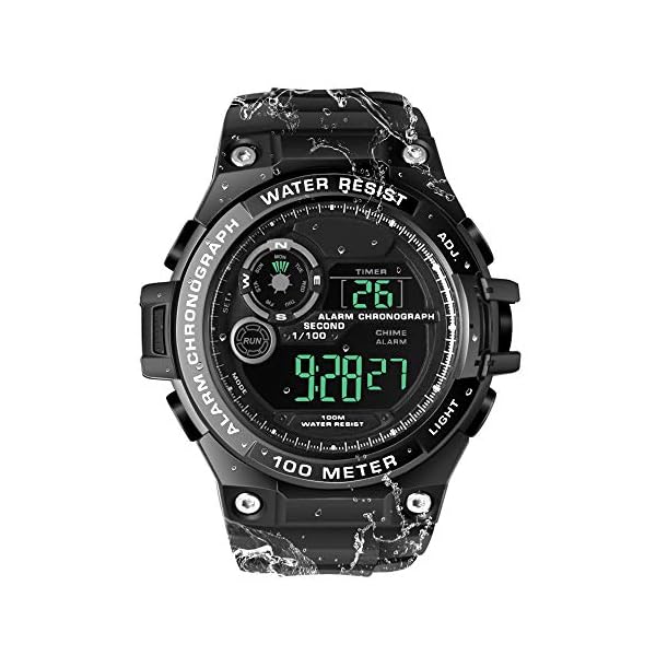 Digital Swimming Diving Watch 10 ATM Waterproof Sports Watch for Men Boys with Stopwatch, Chronograph, Alarm, Dual Time Zone Display, 12/24 Hours Format