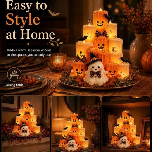 Velas LED de calabaza con centro de mesa LED realista para interior 4