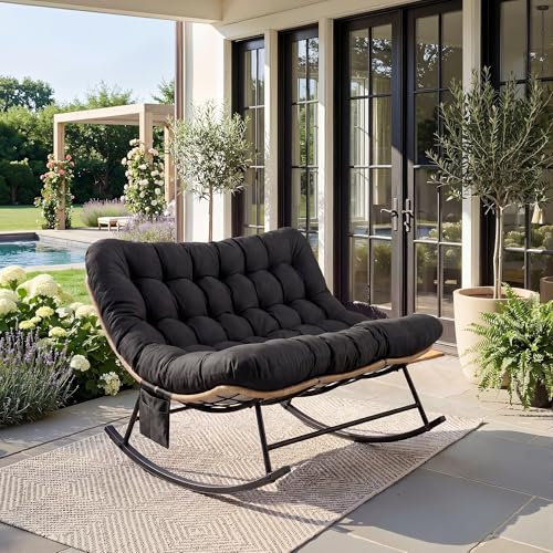 Garvee Fauteuil à Bascule Double Robuste 450 lbs – Dossier rembourré – Tissu imperméable –...